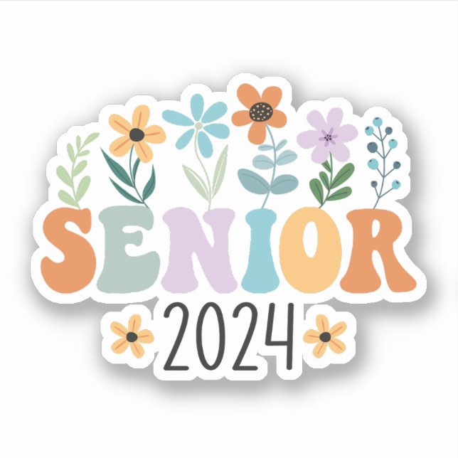 Senior 2024 Groovy Retro Class of 2024 Graduation Aufkleber (Vorderseite)