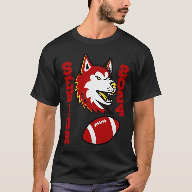 Senior 2024 Husky und Football T-Shirt (Vorderseite)