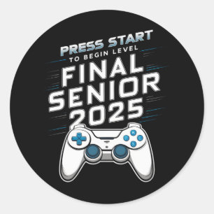 Senior 2025 Abschlussjahrgang 2025 Gamer Videospie Runder Aufkleber