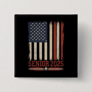 Senior 2025 Amerikanische Flagge USA Abschlussjahr Button