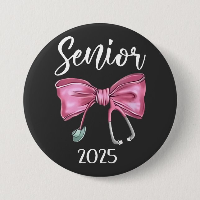 Senior 2025 Coquette Class of 2025 Pink Bows Button (Vorderseite)
