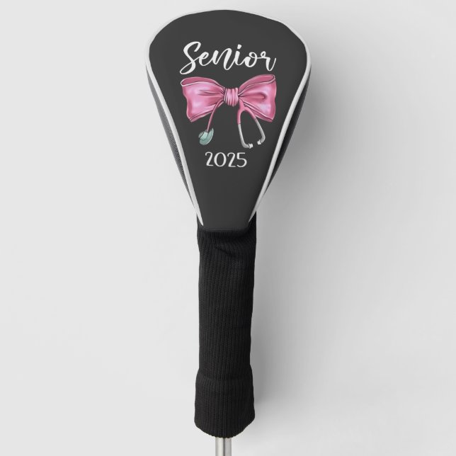 Senior 2025 Coquette Class of 2025 Pink Bows Golf Headcover (Vorderseite)