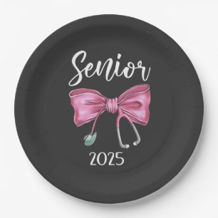 Senior 2025 Coquette Class of 2025 Pink Bows Pappteller