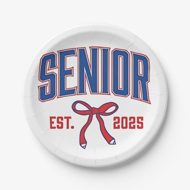 Senior 2025 Coquette Class of 2025 Pink Bows Pappteller (Vorderseite)