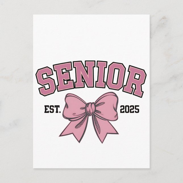 Senior 2025 Coquette Class of 2025 Pink Bows Postkarte (Vorderseite)