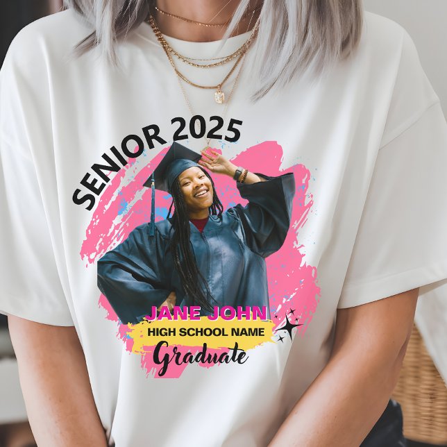 Senior 2025 Foto and Name Personalisiert Abschluss Tri-Blend Shirt (Von Creator hochgeladen)