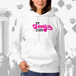 Senior 2025 Graduate Retro Hot Pink Hoodie