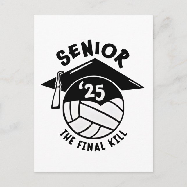 Senior 2025 Volleyball-Abschluss Einladungspostkarte (Vorderseite)