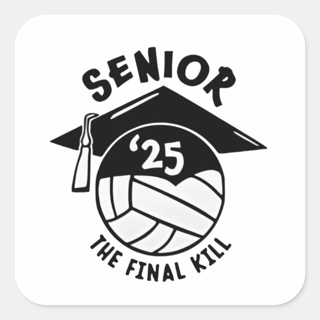 Senior 2025 Volleyball-Abschluss Quadratischer Aufkleber (Vorderseite)