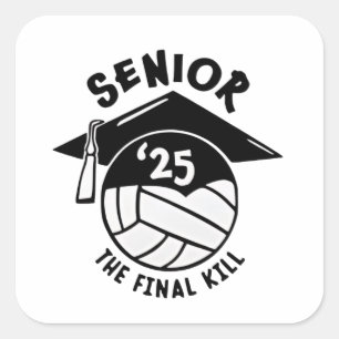 Senior 2025 Volleyball-Abschluss Quadratischer Aufkleber