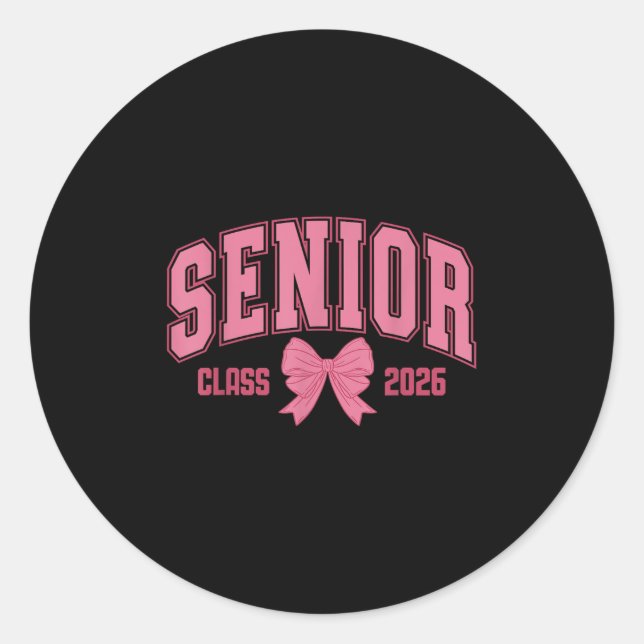 Senior 2026 Bow Coquette 2026 Senior Girls Runder Aufkleber (Vorderseite)