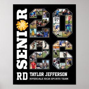 Senior 2026 Cheerleading-Team Sportfoto-Collage Poster