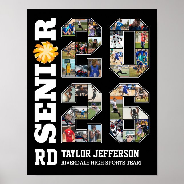 Senior 2026 Cheerleading Team Sports Photo Collage Poster (Vorne)