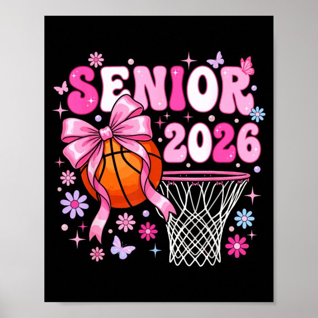 Senior 2026 class of 2026 basketball coquette bow poster (Vorne)