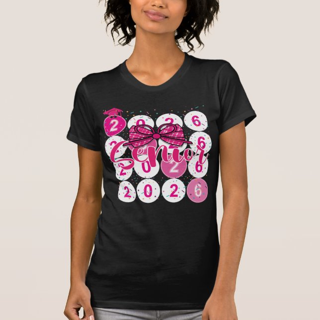 Senior 2026 Class of Coquette Pink Bow Graduation  T-Shirt (Vorderseite)