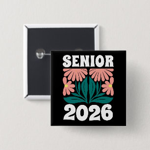 Senior 2026 Custom Retro Groovy Blume Abschluss Button