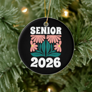 Senior 2026 Custom Retro Groovy Blume Abschluss Keramik Ornament
