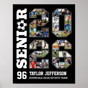 Senior 2026 Fußball-Mannschaft Sportfoto-Collage Poster