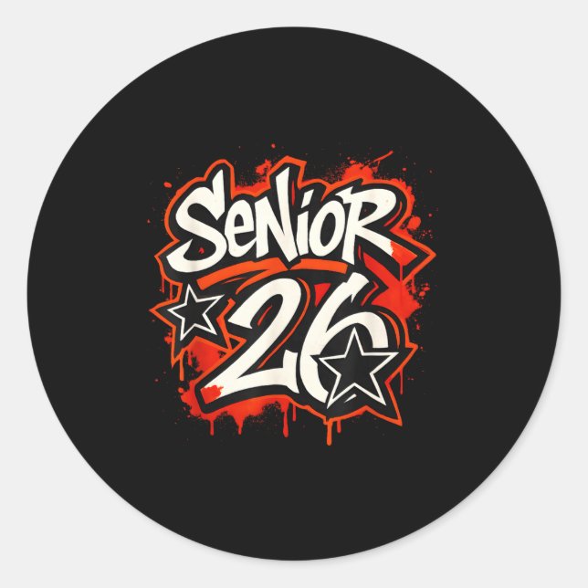 Senior 2026 Graffiti Drip Style Graduation Graphic Runder Aufkleber (Vorderseite)