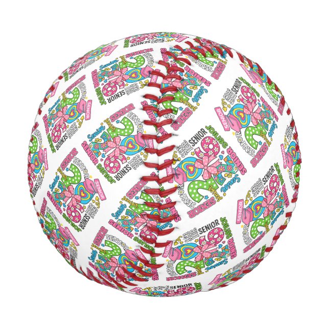 Senior 2026 Groovy Baseball Erinnerungsstück (Schrägansicht)