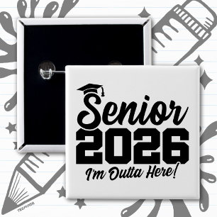 Senior 2026 Ich hau ab Lustige Abschlusszitate Button
