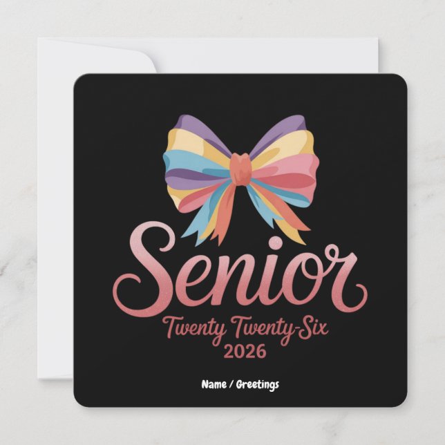 Senior 2026 Niedlich Rainbow Bow Abschluss Coquett Einladung (Vorderseite)