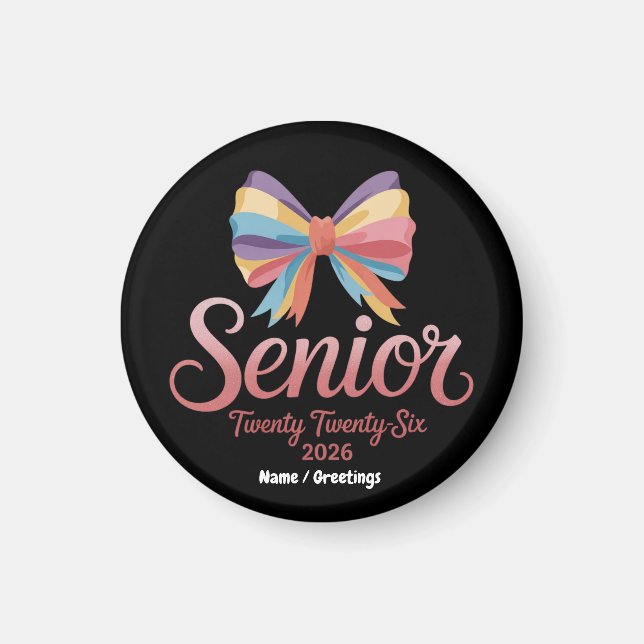 Senior 2026 Niedlich Rainbow Bow Abschluss Coquett Magnet (Vorne)