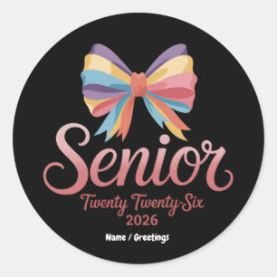 Senior 2026 Niedlich Rainbow Bow Abschluss Coquett Runder Aufkleber