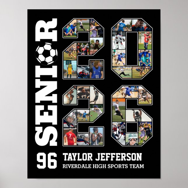 Senior 2026 Soccer Team Sports Photo Collage Poster (Vorne)