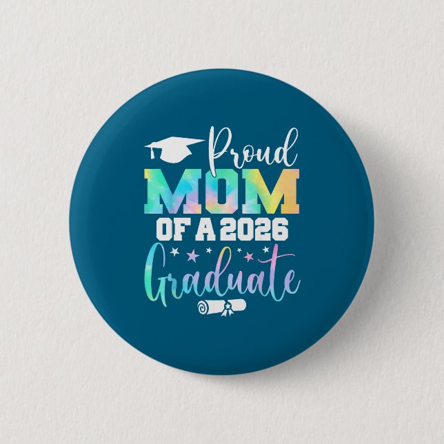 Senior 2026 stolze Mutter-Klasse Grafik Kunst Button (Vorderseite)