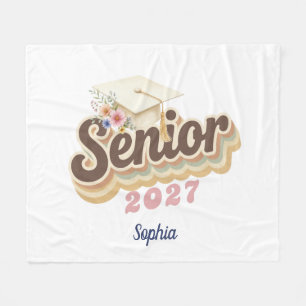 Senior 2027 Erdtöne Florale Abschlussmütze Fleecedecke