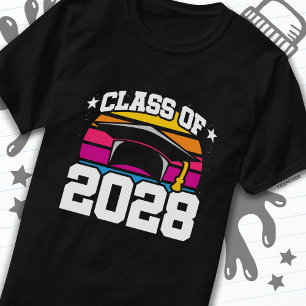 Senior 2028 Class of 2028 Abschluss Retro Sunset T-Shirt