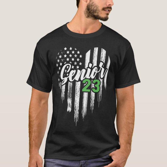 Senior 23 2023 Abschluss Graduate American Flag H T-Shirt (Vorderseite)