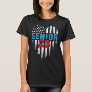 Senior 23 2023 Abschluss Graduate American Flag H T-Shirt