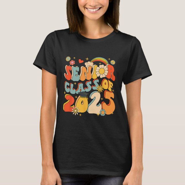 Senior 25 Cl von 2025 Abschluss School Retro Groov T-Shirt (Vorderseite)