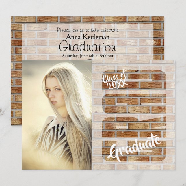 Senior 🎓 Abschluss DIY Foto und Text Einladung (Vorne/Hinten)