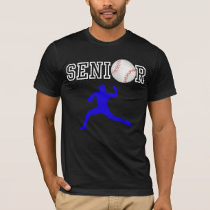 Senior Baseball Pitcher Spieler Blaue Silhouette T-Shirt