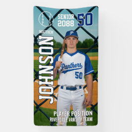 Senior Baseball Team Player Customize Sports Photo Banner
