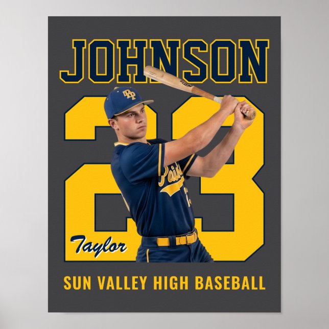 Senior Baseballspieler Nummer Benutzerdefiniertes  Poster (Vorne)
