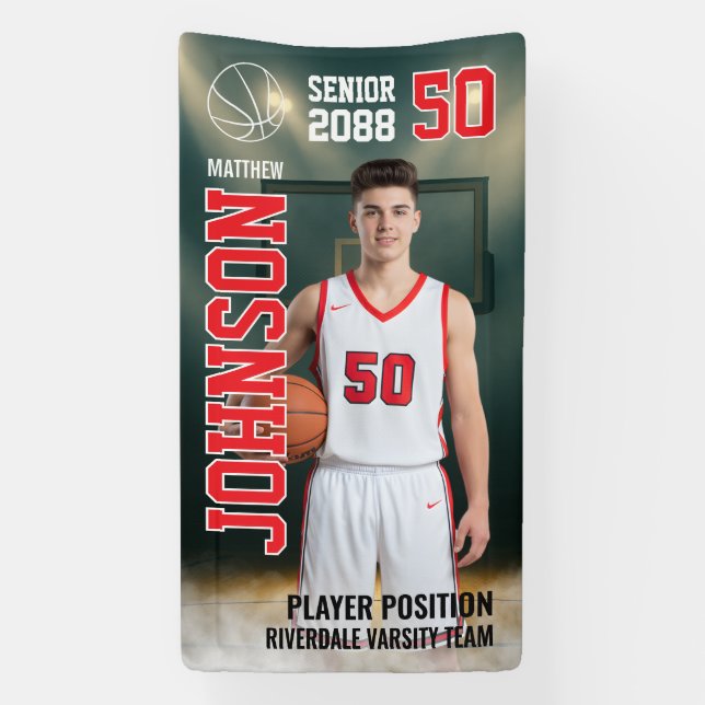Senior Basketball Team Player Sports Photo Banner (Vertikal)