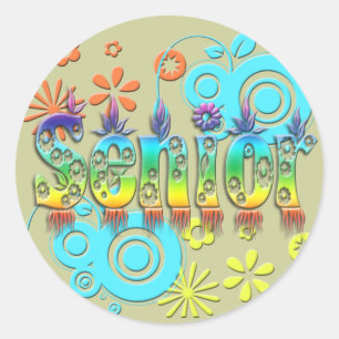 Senior - Blume Runder Aufkleber