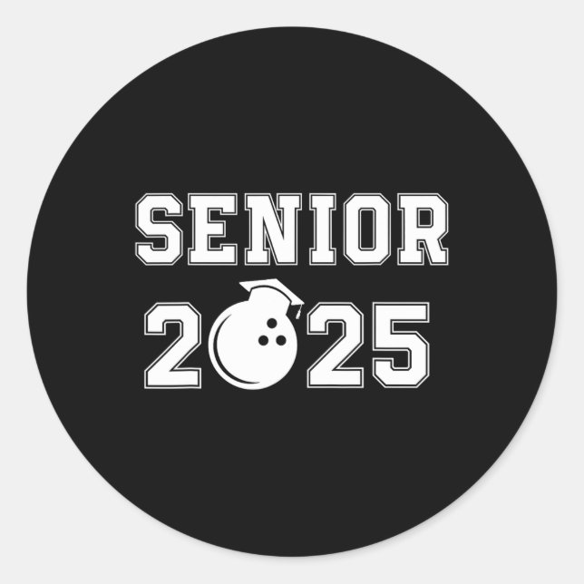 Senior Bowling Player 2025 Runder Aufkleber (Vorderseite)