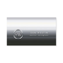 Senior Caregier Chrome Monogram Business Card