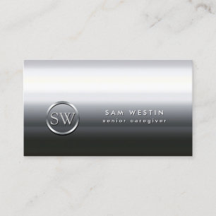 Senior Caregier Chrome Monogram Business Card Visitenkarte