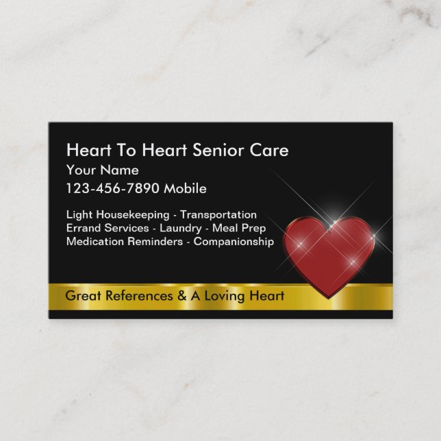 Senior Caregiver Glitzy Bling Business Cards Visitenkarte (Vorderseite)