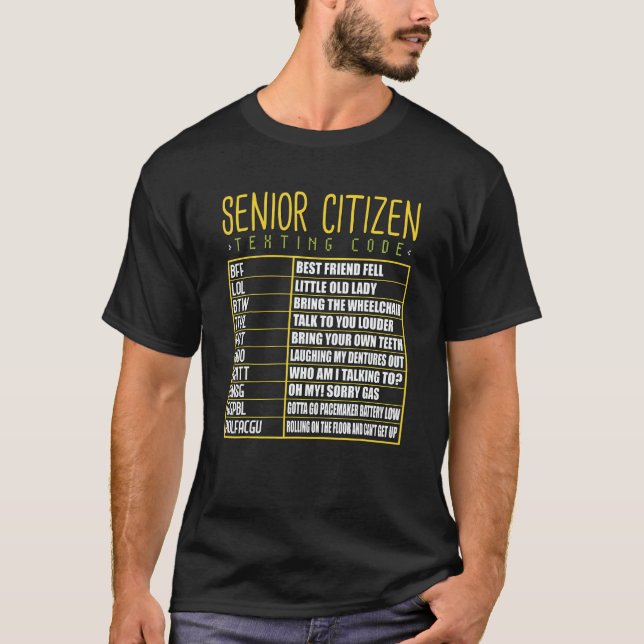 Senior Citizen Texting Code Cool Grandpa Grandma T-Shirt (Vorderseite)
