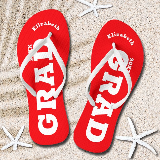 Senior Class in Rot und Weiß Abschluss Flip Flops (Red and White Graduation Senior Class Flip Flops)