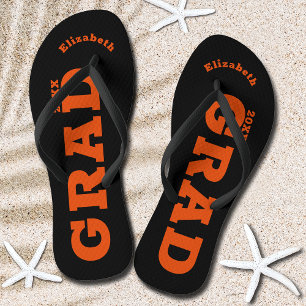 Senior Class in Schwarz und Orange Abschluss Flip Flops