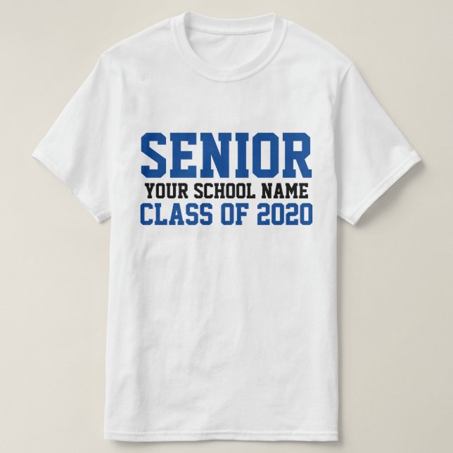 Senior Class of 2020 Blue Custom School Abschluss T-Shirt (Design vorne)