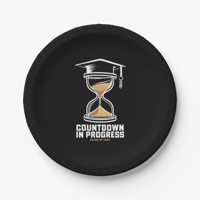 Senior Class of 2025 Countdown to Abschluss Gift Pappteller (Vorderseite)